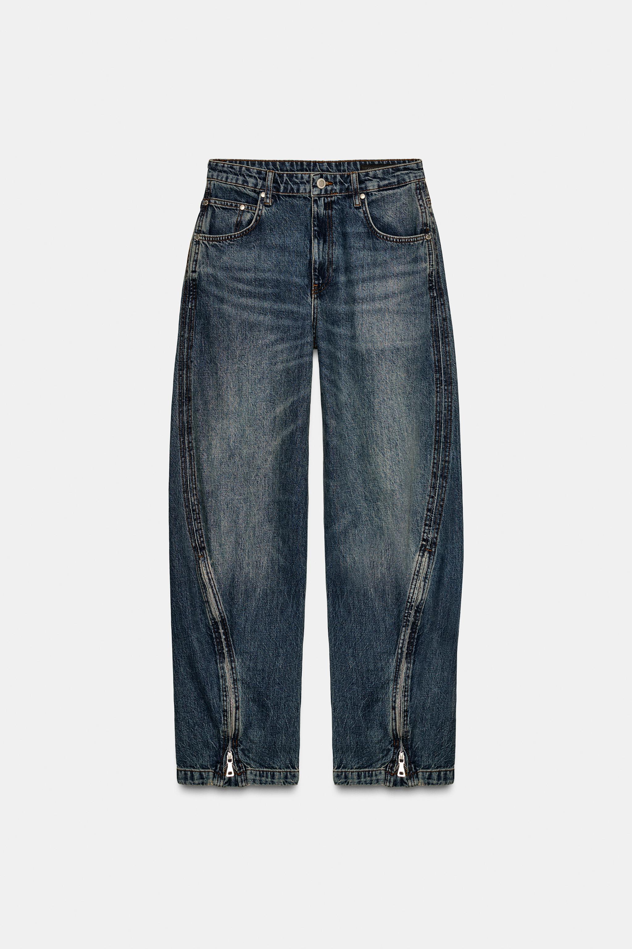 ZW COLLECTION MID-RISE BALLOON JEANS WITH ZIPPERS LIMITED EDITION