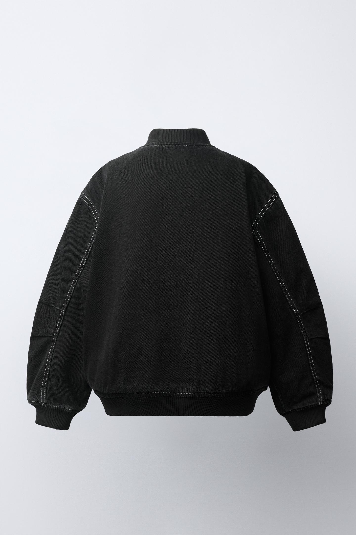 Детская куртка Zara Quilted Denim Bomber, цвет: Чёрный — фото 5