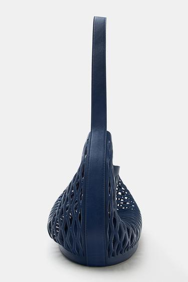 SAC EN CUIR POINTELLE - Bleu marine de Zara - Image 5