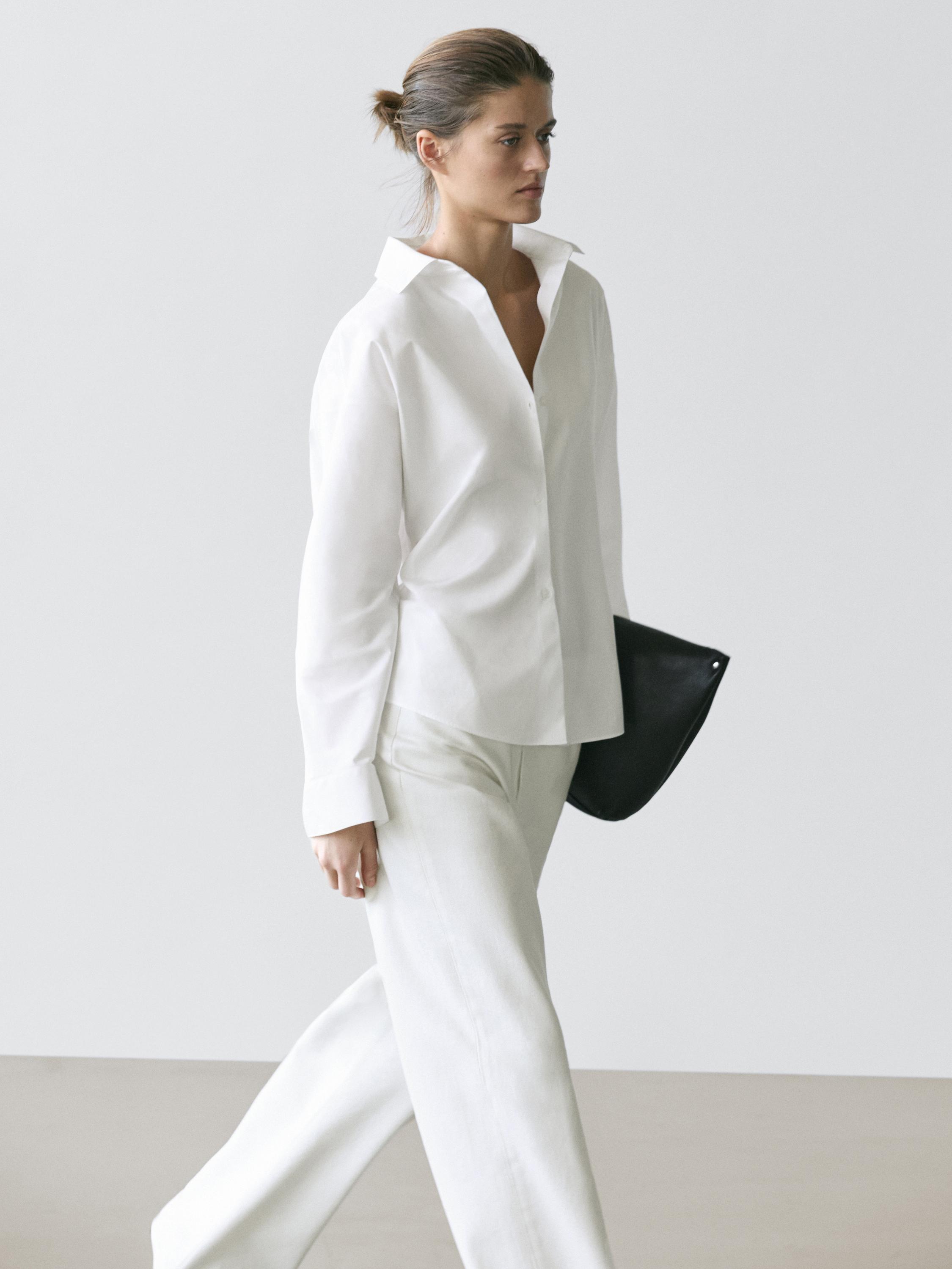 Chemise en popeline de coton à détail pince