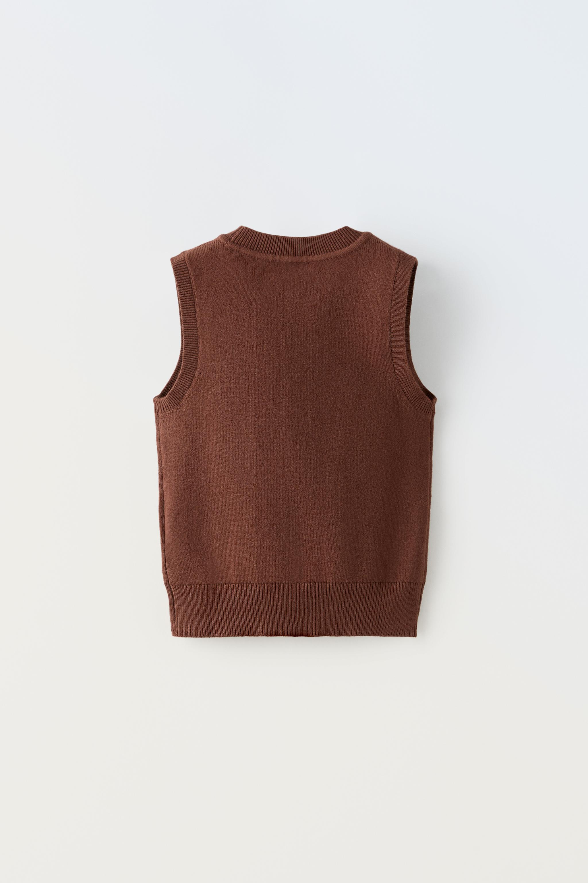 ノースリーブニットトップス - ブラウン | ZARA Japan / 日本 