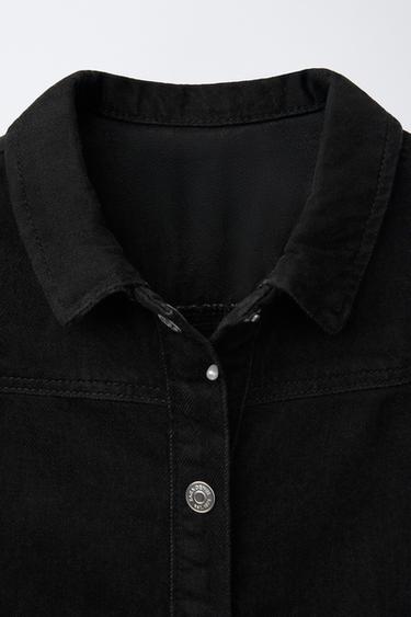 ROBE EN DENIM FLEURS BRODÉES - Noir de Zara - Image 2