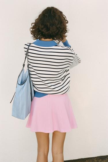 Zara STRIPED KNIT POLO - striped