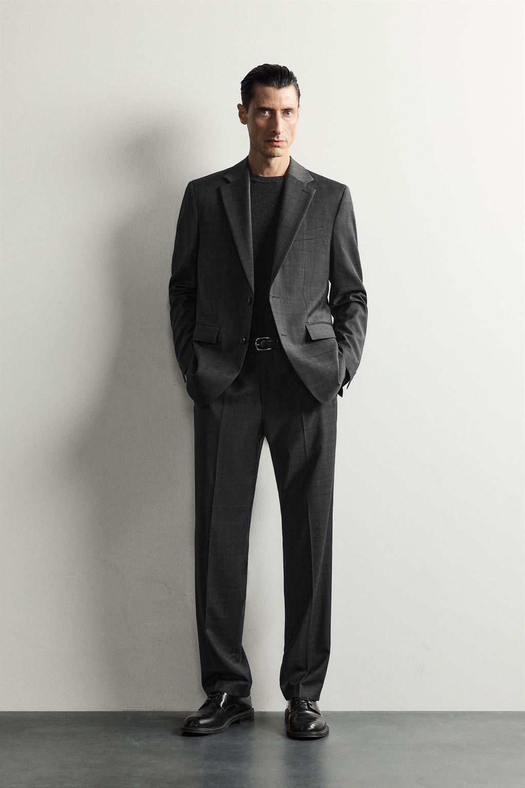 100% WOOL CHECK SUIT BLAZER