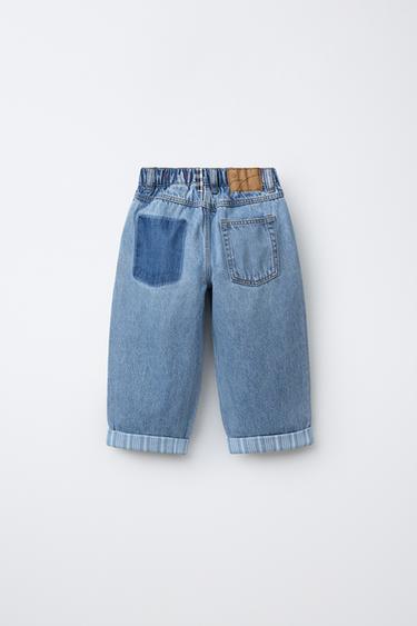 BAGGY JEANS WITH KNEE PATCH - Mid-blue by Zara