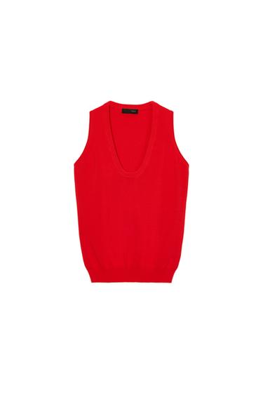 SLEEVELESS KNIT TOP - Red by Zara