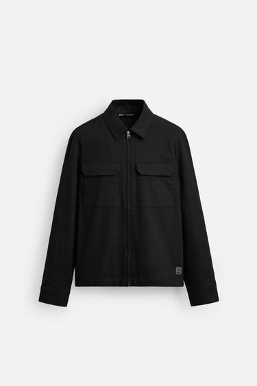 RELAXED FIT OVERSHIRT WITH POCKETS - Black by Zara