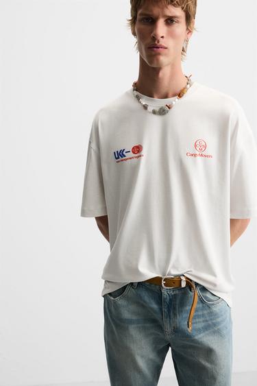 COMBINED PRINT T-SHIRT - Oyster-white by Zara - Image 4