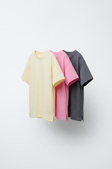 Zaras TREPACK ENFÄRGADE T-SHIRTAR - Grå antracit