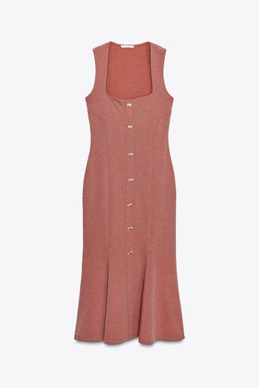 PIQUÉ DRESS WITH BUTTONS - Orange by Zara