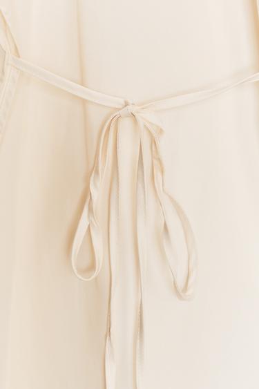 OVERSIZE SHIRT WITH TIE - Light beige by Zara - Image 7