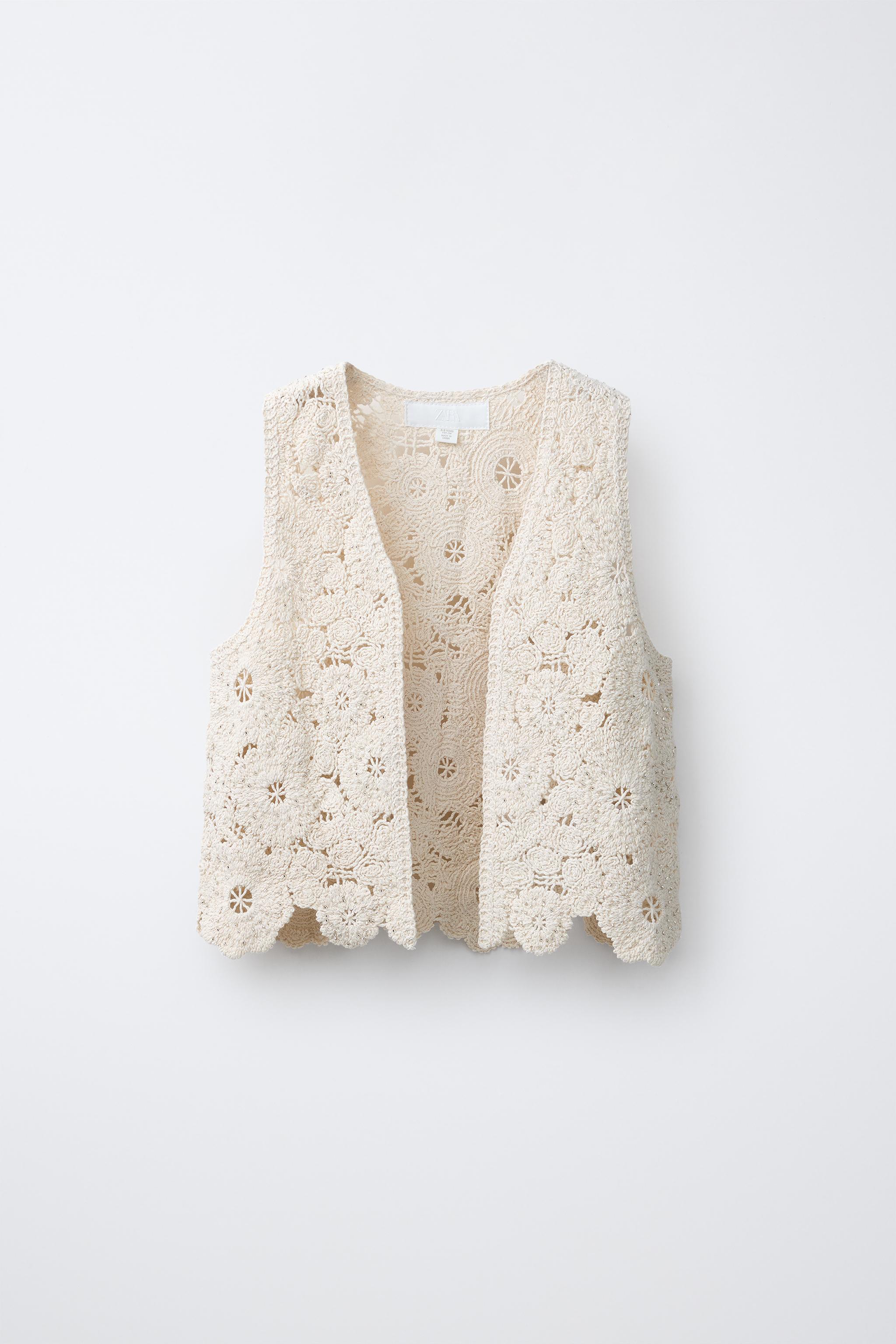 GILET FLEURS CROCHET FANTAISIE