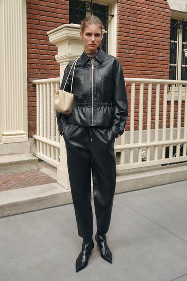 LEATHER EFFECT JACKET AND TROUSERS SET - 219 by Zara
