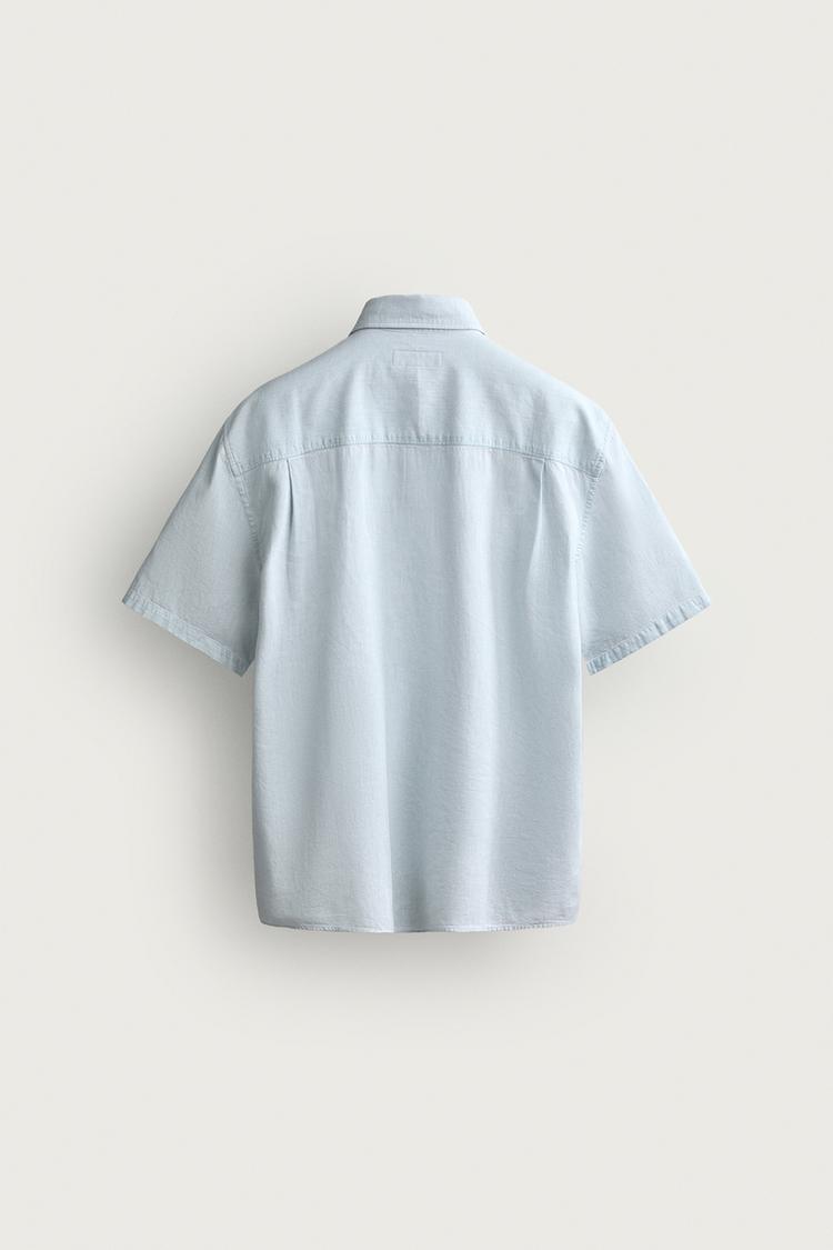 Camisa de algodón y lino de corte regular 8