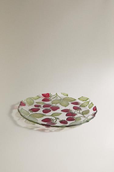 ASSIETTE À DESSERT VERRE FRAISES - Rouge de Zara - Image 1