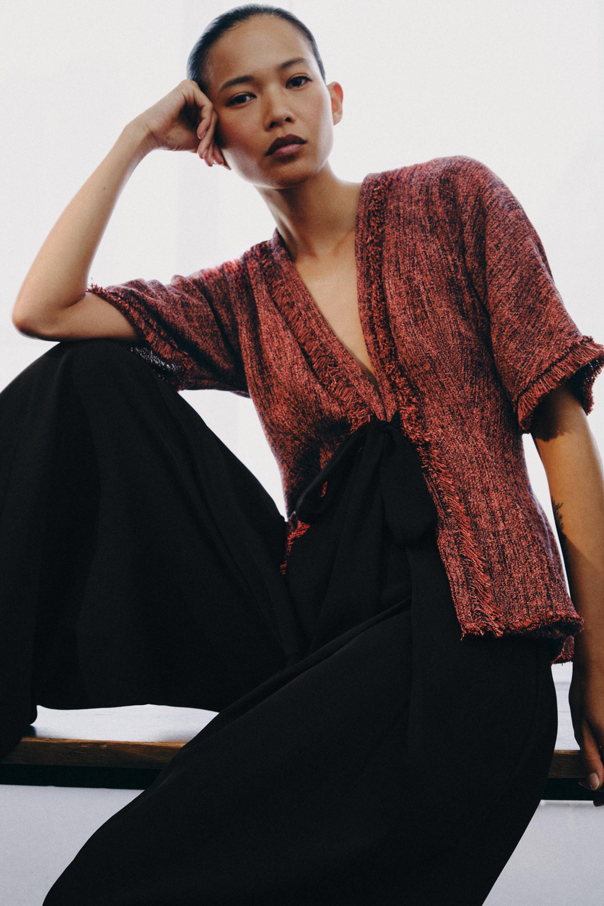 ZW COLLECTION FRINGED PEPLUM TOP - Orange | ZARA Canada
