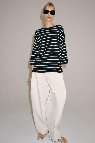 TOP EN MAILLE À MANCHES 3/4 - Rayures de Zara - Image 3