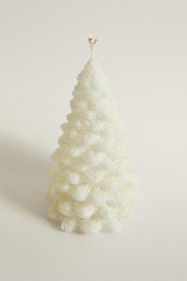 DECORATIVE CHRISTMAS TREE CANDLE — White 2