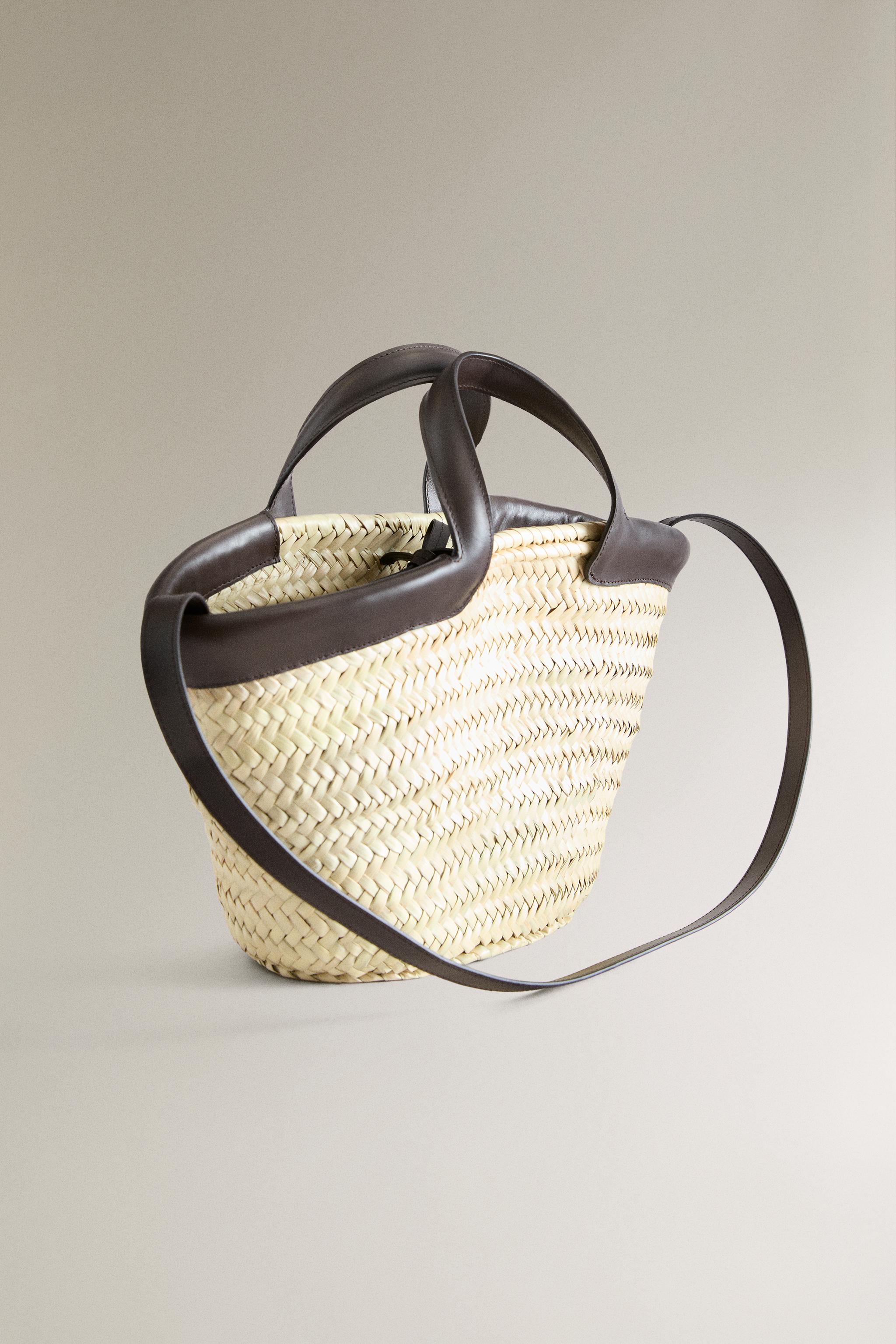 MINI TOTE BAG WITH LEATHER DETAIL — Brown