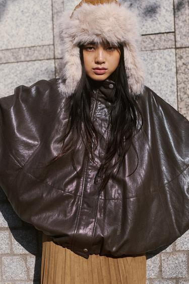 ZW COLLECTION フェイクレザー ボンバージャケットモールグレーZaraのZW COLLECTION フェイクレザー ボンバージャケット - モールグレー 