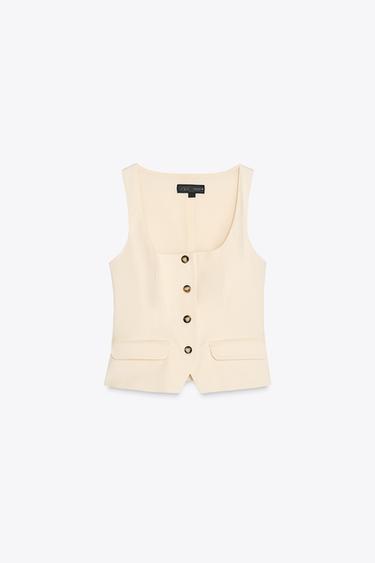 OBERTEIL MIT KNÖPFEN - Beige von Zara
