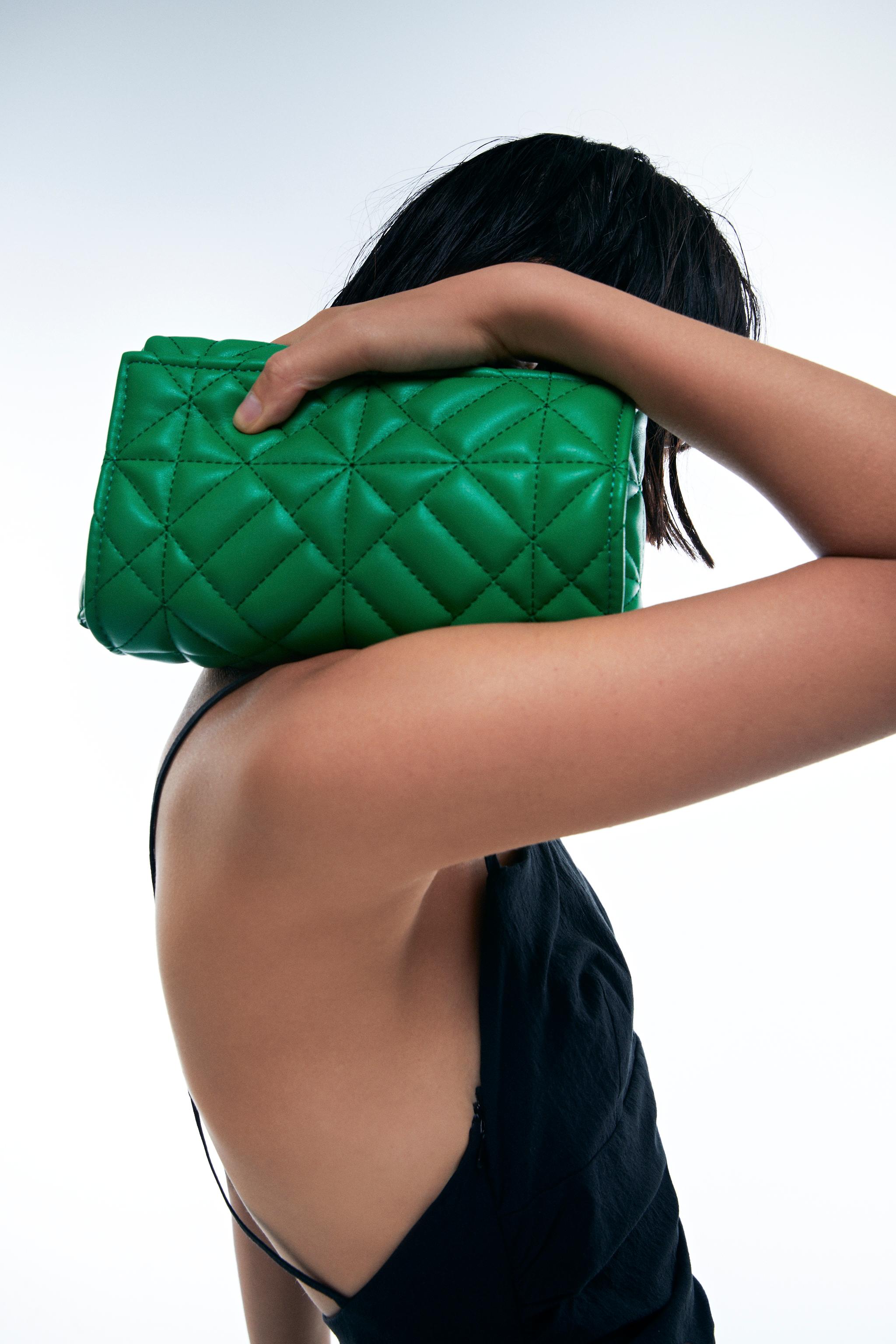 QUILTED SHOULDER BAG WITH CHAIN Green ZARA United Kingdom