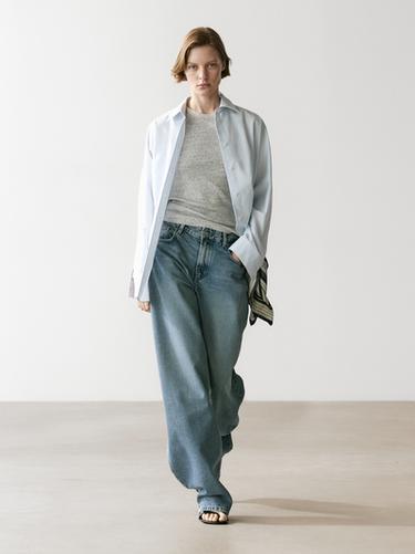 Camisa popelín con algodón - Celeste de Zara - Imagen 0