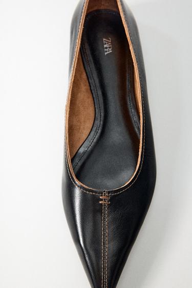 BAILARINA PIEL PESPUNTES - Negro de Zara