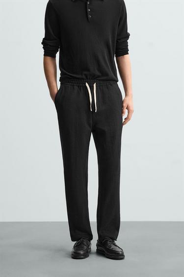 GEOMETRIC JACQUARD TROUSERS - Black by Zara
