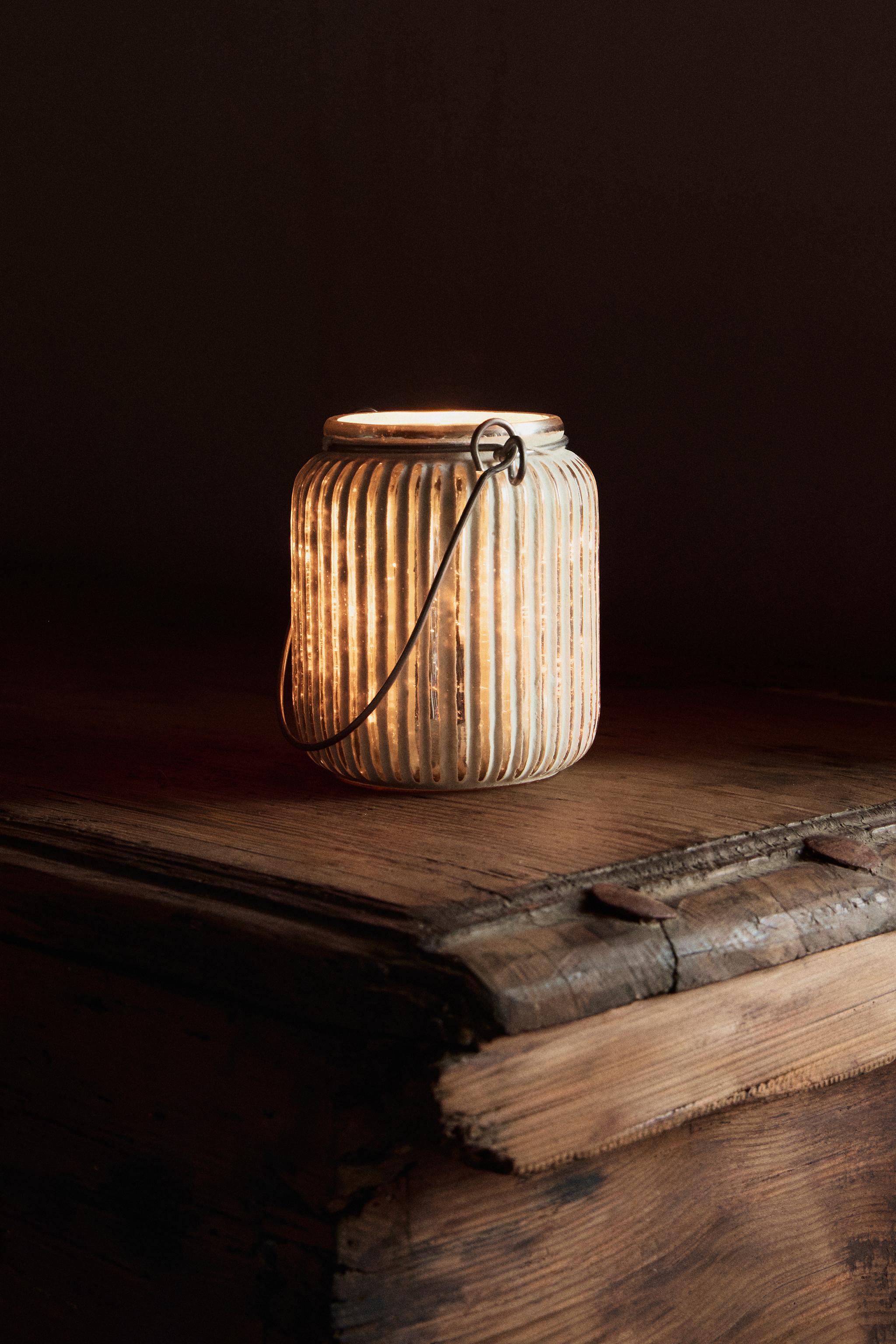 LANTERNE POIGNÉE VERRE NOËL