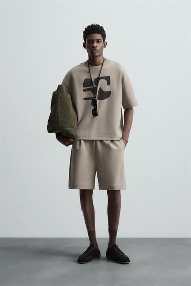 RELAXED FIT INTERLOCK SET - ECRU/KHAKI by Zara