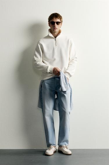 BASIC QUARTER-ZIP SWEATSHIRT - Oyster-white by Zara - Image 0