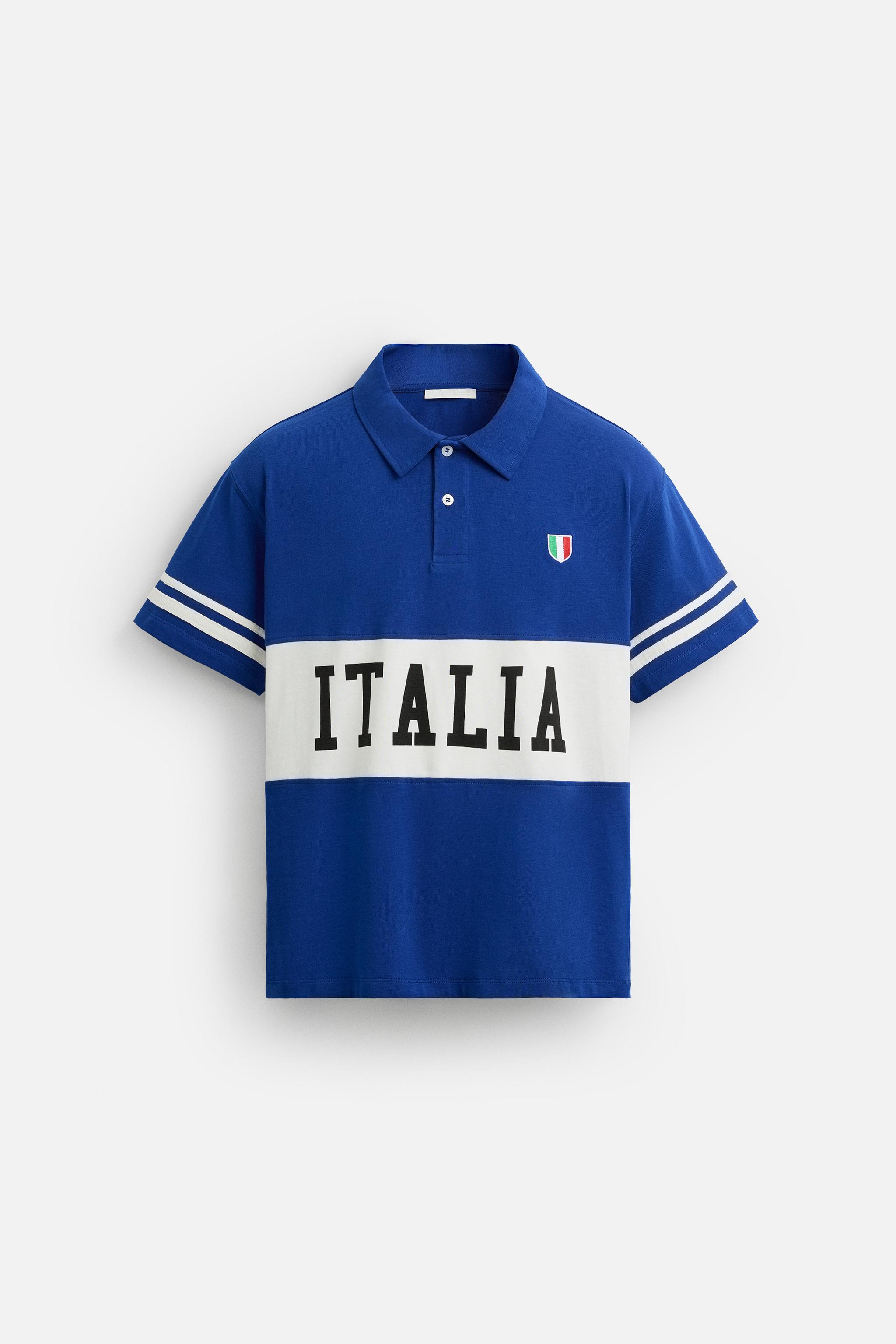 COLOR BLOCK FLAG POLO SHIRT - Blue | ZARA United States