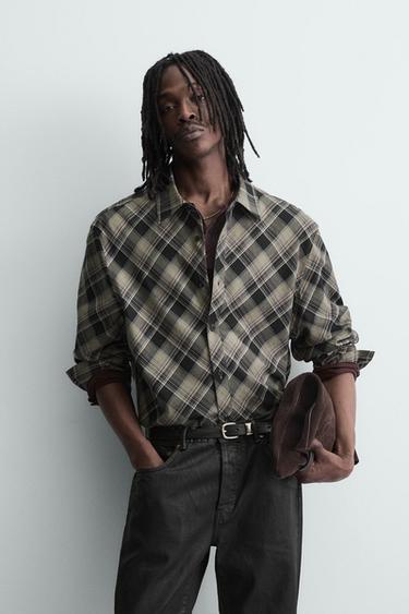 Zara PLAID SHIRT - Grayish