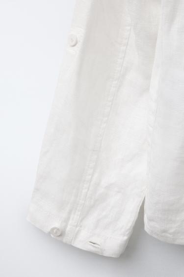 LINEN HOODED OVERSHIRT - Ecru by Zara - Image 4