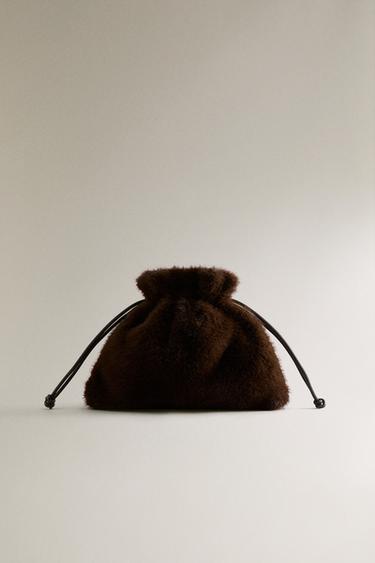 FAUX FUR MINI BAG - Chocolate Brown by Zara