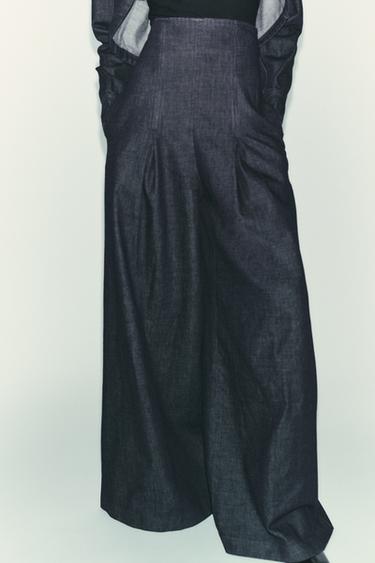 JEANS ZW COLLECTION WIDE LEG TIRO MUY ALTO - Azul de Zara