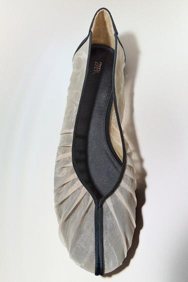 MESH BALLET FLATS - Taupe Grey by Zara