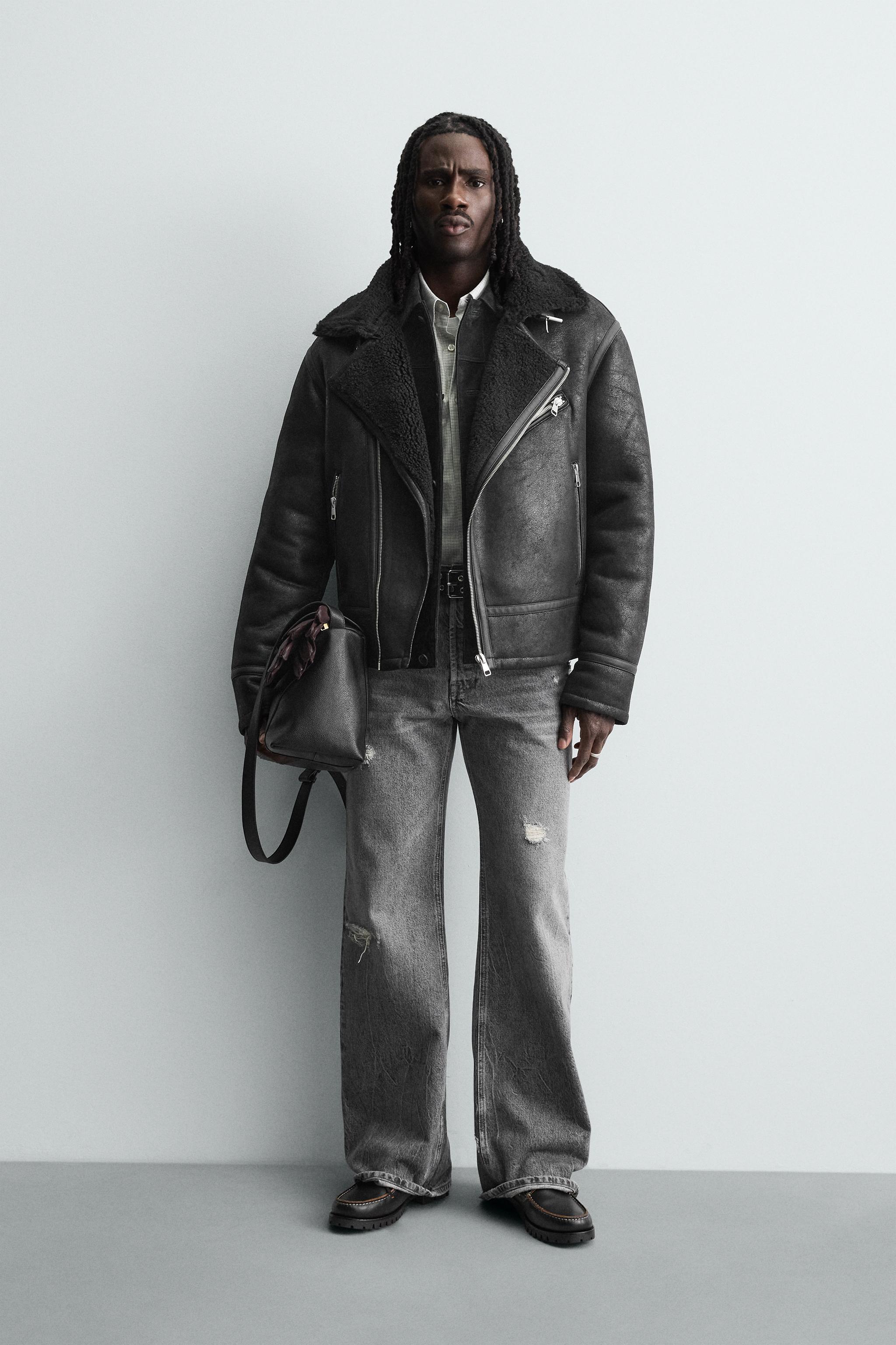 COMBINATION FAUX LEATHER JACKET