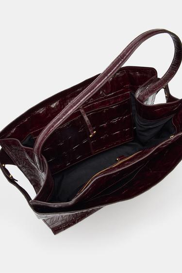 MAXI CITY BAG WITH EMBOSSED LEATHER EFFECT - Plum Purple by Zara - Image 5