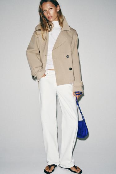 CAZADORA TRENCH CORTA HOMBRERAS CINTURÓN - Camel claro de Zara