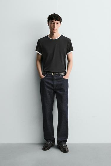 STRAIGHT-LEG JEANS - Navy blue by Zara