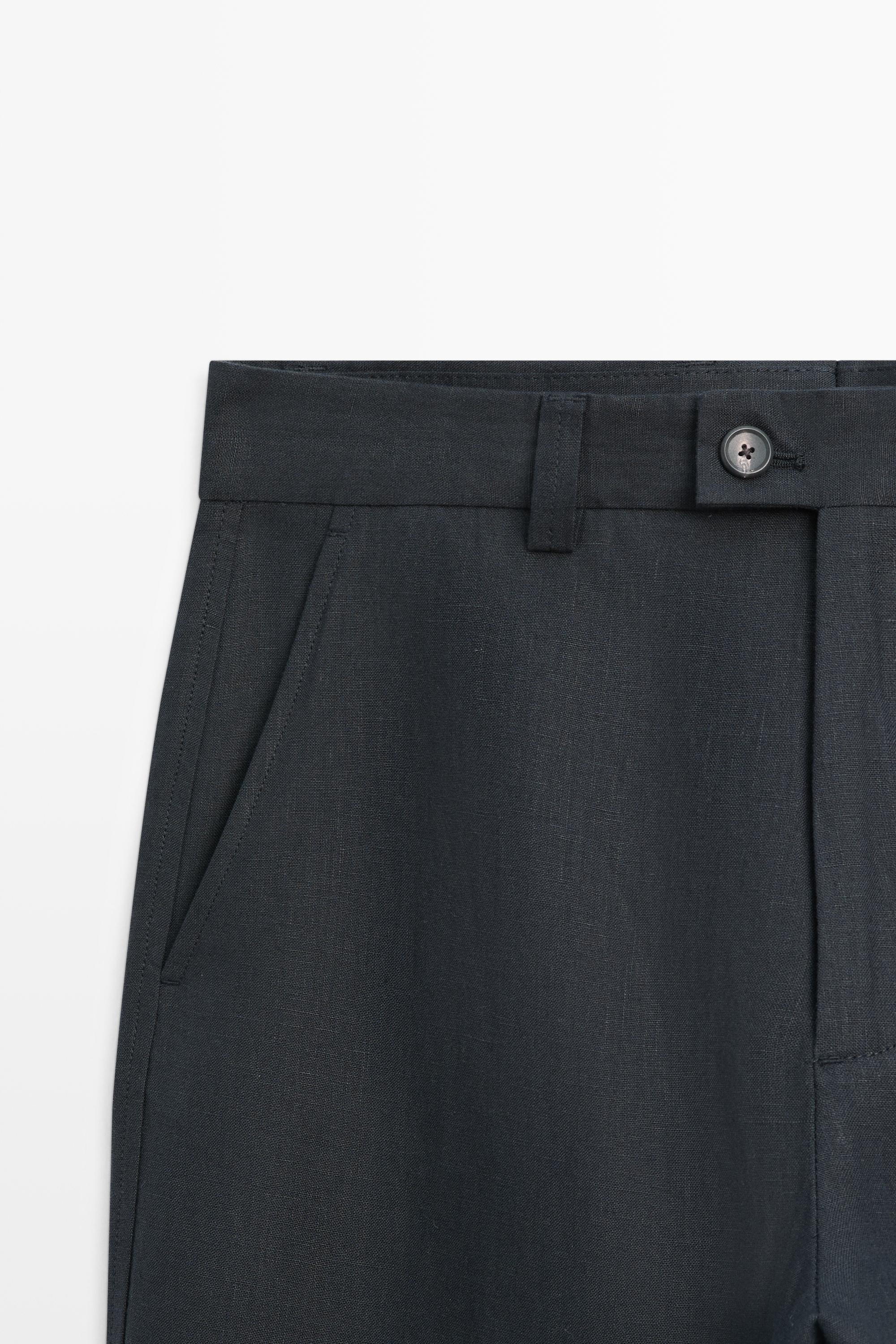 Straight-leg linen pants