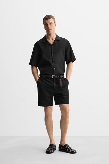 100% LINEN SHIRT - Black by Zara - Image 0