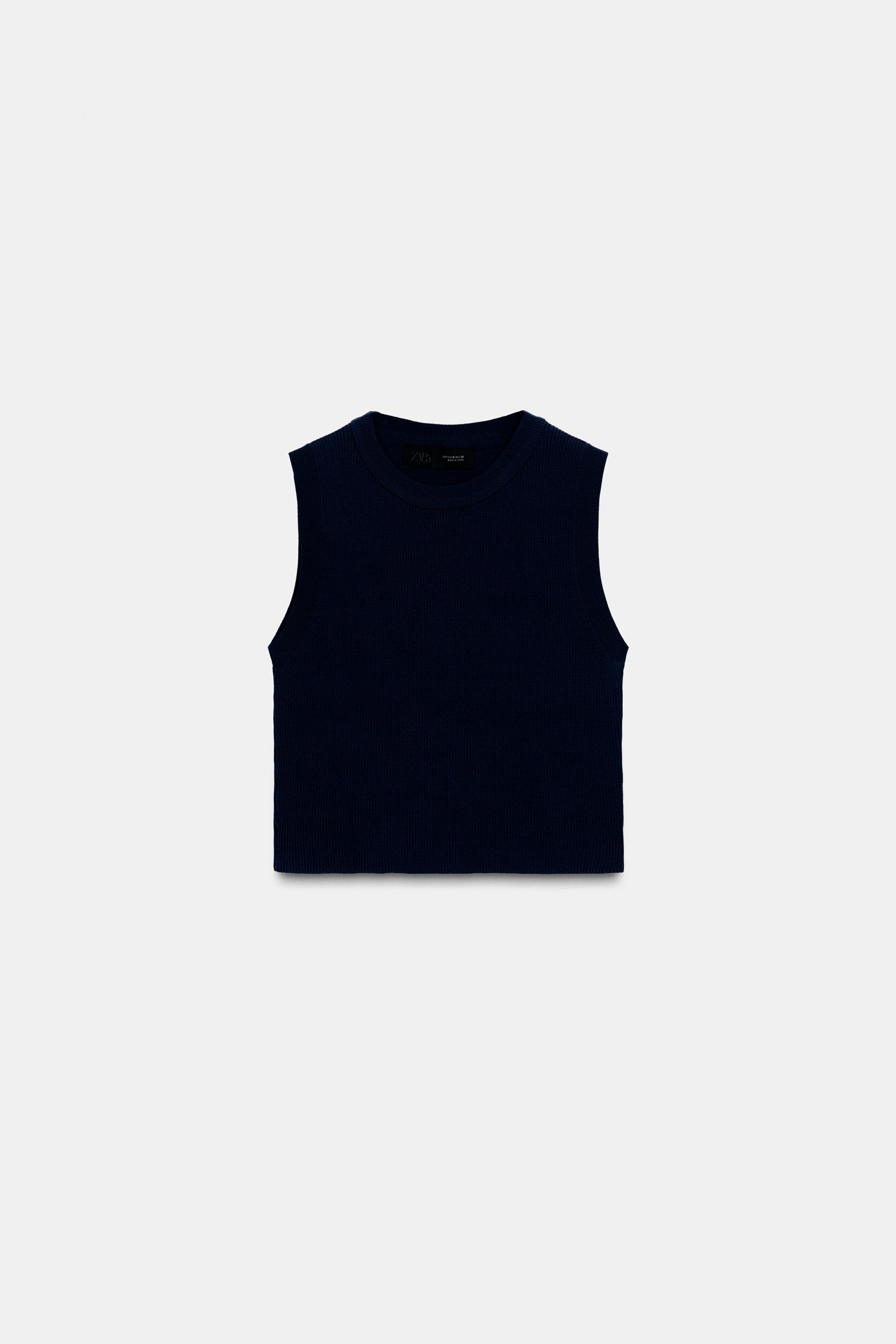 KNIT CROP TOP - Navy blue | ZARA South Africa