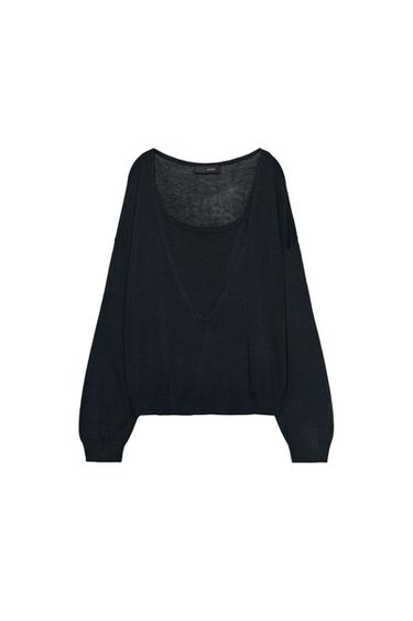 PULOVER COMBINAT DIN TRICOT - Bleumarin de la Zara