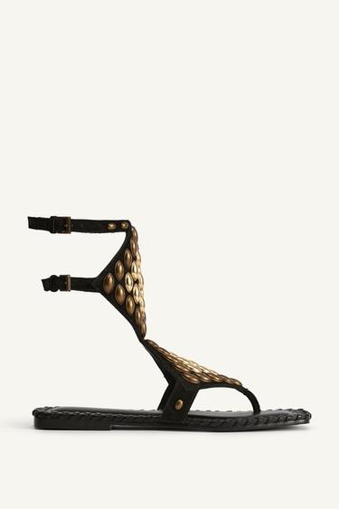 SANDALIA TACHAS SERRAJE LIMITED EDITION - Negro de Zara