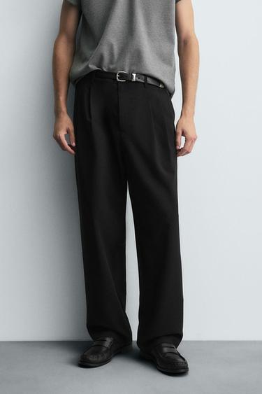 PLEATED WIDE-LEG TROUSERS - Black by Zara