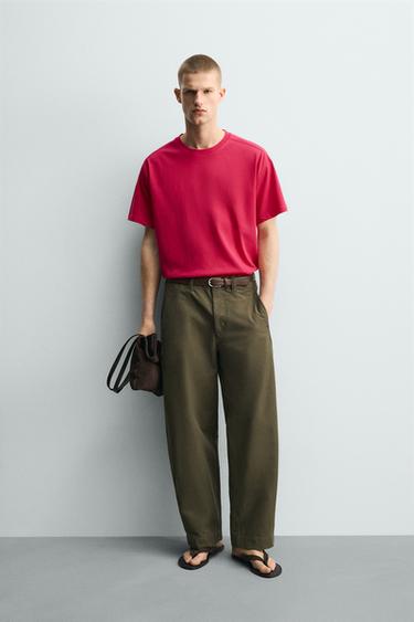 RELAXED FIT SEAM DETAIL T-SHIRT - Fuchsia by Zara - Image 0