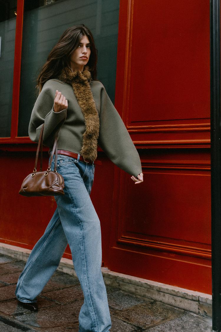 COMBINED FAUX FUR CARDIGAN